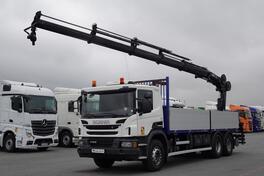 Scania - P 420 6x4 / Ravna platforma + Kran Hiab