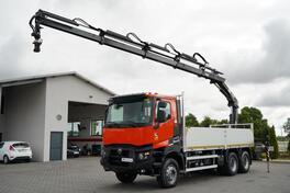 Renault - K 380,6X4,kamion s ravnom platformom+kran IMP-2868
