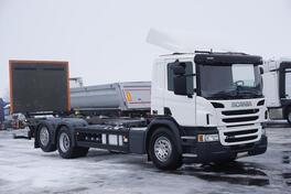 Scania - P 410 / ACC / EURO 6 / BDF + hidraulična rampa / upravljiva osovina / kamion šasija / DO...