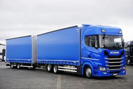 Scania - S 500 / ACC / EURO 6 / 120 m³ / RETARDER kamion sa klizna zavesa cerada + prikolica / DO...