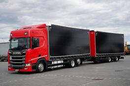 Scania - R 450 / ACC / EURO 6 / 120 M3 / RETARDER kamion sa klizna zavesa cerada + prikolica sa k...