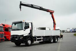 Renault - C 380 / 6 X 4 / kran PALFINGER PK 18002 / PILOT / kamion s ravnom platformom / DOM-2234