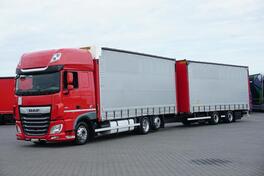 DAF - XF / 480 / ACC / EURO 6 / 120 M3 / kamion sa klizna zavesa cerada + prikolica sa kliznom ce...