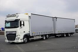 DAF - / XF / 480 / ACC / EURO 6 /120 M3 / kamion sa klizna zavesa cerada + prikolica sa kliznom c...
