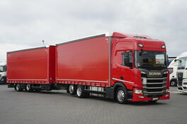 Scania - R 450 / ACC / EURO 6 / 120 M3 / RETARDER kamion sa klizna zavesa cerada + prikolica sa k...