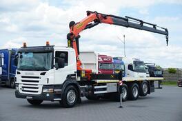 Scania - P 420 / 8 X 4 / TRIDEM / kran / kamion s ravnom platformom / DOM-2323