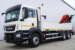 MAN - TGS 26.420 6×4 / kamion sa ravnom platformom / Fassi F215A.2.24 / rotator / daljinski uprav...