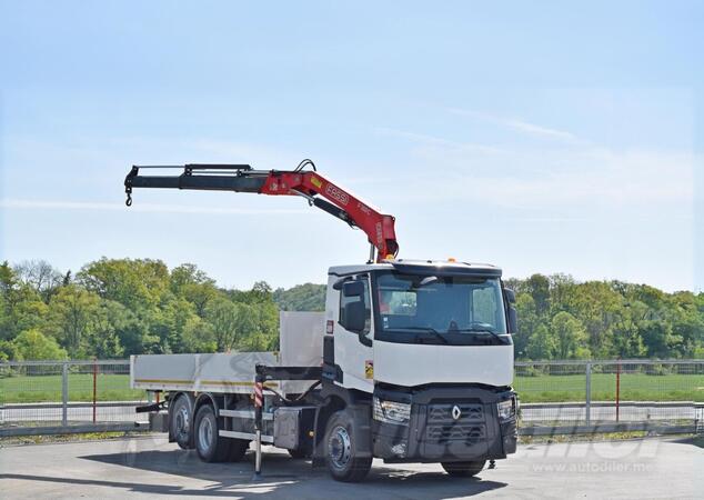 Renault - C 380 / Ravna platforma + Kran FASSI