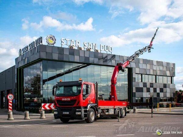 Iveco - STRALIS 460 6x4 HMF 4020-K5 Fly Jib kamion s ravnom platformom + kran / STR-0427