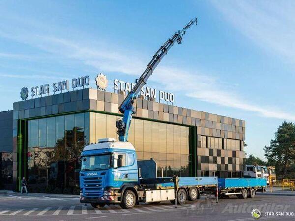Scania - R450 6x2 PALFINGER PK 34002 SH kamion s ravnom platformom + kran / STR-0436