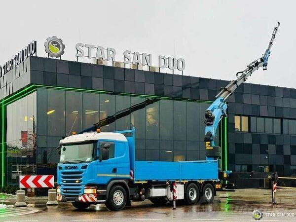 Scania - G450 6x4 PALFINGER PK 42002 SH Fly Jib kamion s ravnom platformom + kran / STR-0466