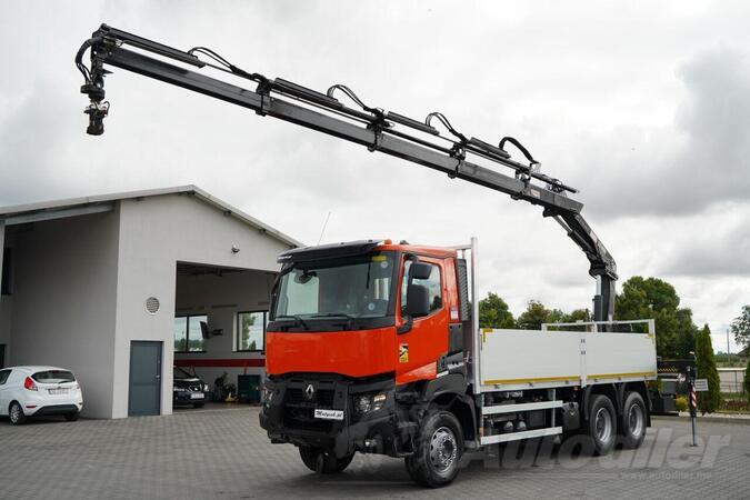 Renault - K 380,6X4,kamion s ravnom platformom+kran IMP-2868