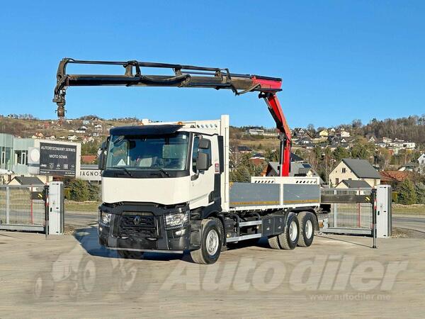 Renault - C 380 6x4 s ravnom platformom + Kran PK 18002-EH C