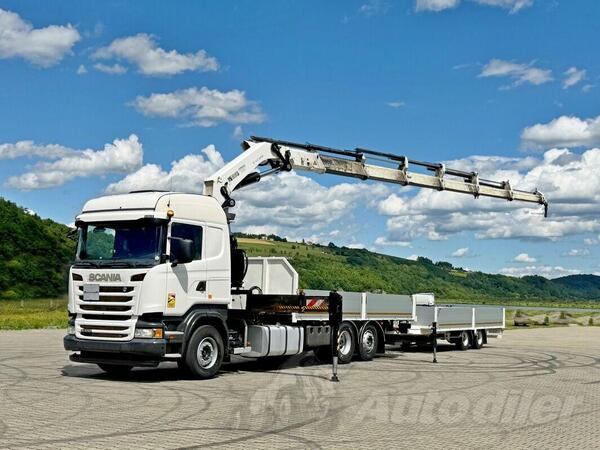 Scania - R440 6x2 Ravna platforma + Kran HIAB 422 E-6 HIPRO + Prikolica