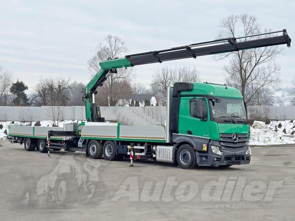 Mercedes Benz - ACTROS 2645 * FASSI F345.24 + FUNK kamion s ravnom platformom + prikolica sa ravn...