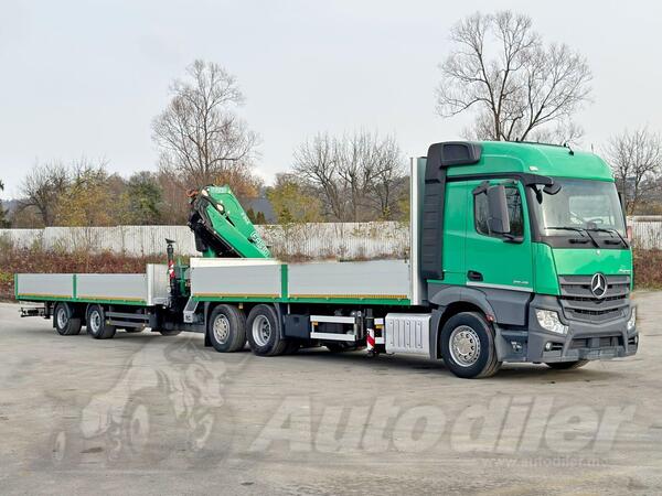 Mercedes Benz - ACTROS 2645 kamion s ravnom platformom + prikolica sa ravnom platformom / LUS-1149