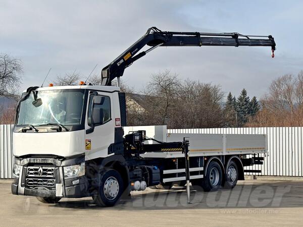 Renault - T 380 / HIAB 111 B - 2 HIDUO + FUNK / 6x2 / kamion s ravnom platformom / LUS-1172