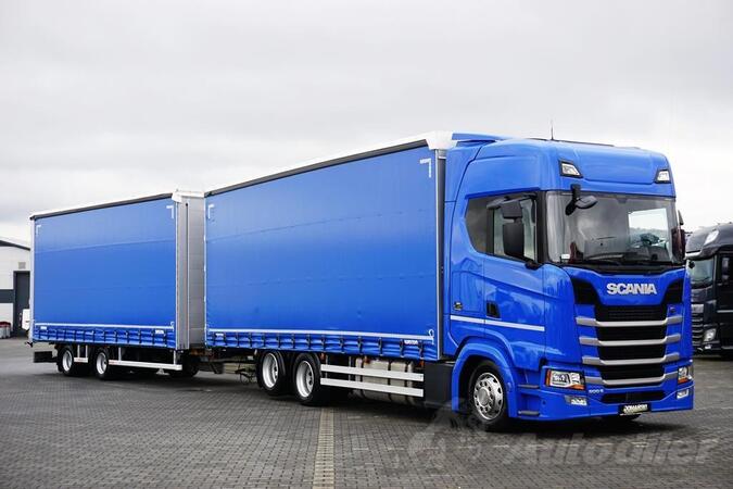 Scania - S 500 / ACC / EURO 6 / prostorni skup 120 m³ / kamion sa kliznom zavesom (cerada) + prik...