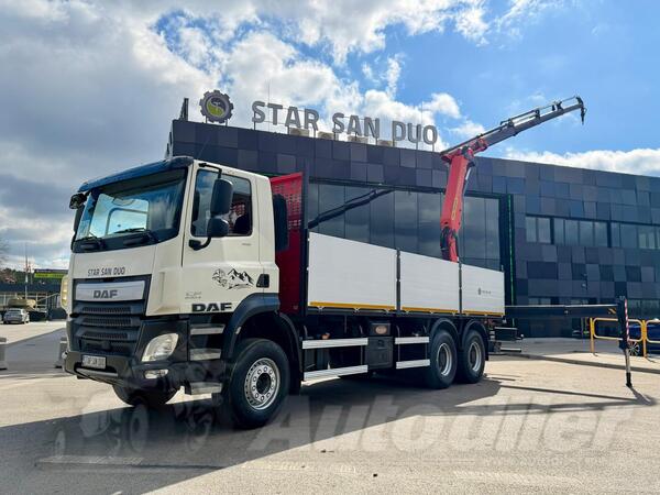 DAF - CF 410 6x4 PALFINGER PK 20001 kran Rotator kamion s ravnom platformom / STR-0635