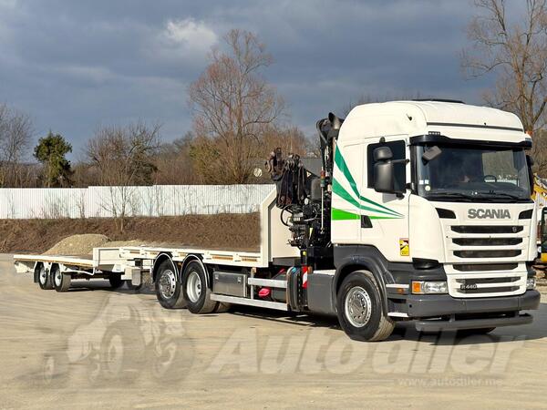 Scania - R 440 / Kran HIAB 330 - 5 + FUNK / 6x2 /  kamion platforma + prikolica platforma / LUS-1217