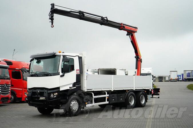 Renault - C 380 / 6 X 4 / kran PALFINGER PK 18002 / PILOT / kamion s ravnom platformom / DOM-2234