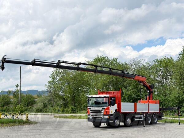 Scania - P 410 / PK 34002 - SH F + FUNK / 8x4 / kamion s ravnom platformom / LUS-1276