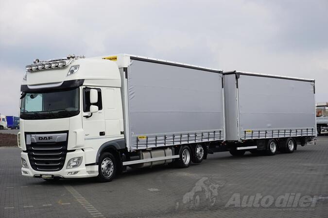 DAF - / XF / 480 / ACC / EURO 6 /120 M3 / kamion sa klizna zavesa cerada + prikolica sa kliznom c...