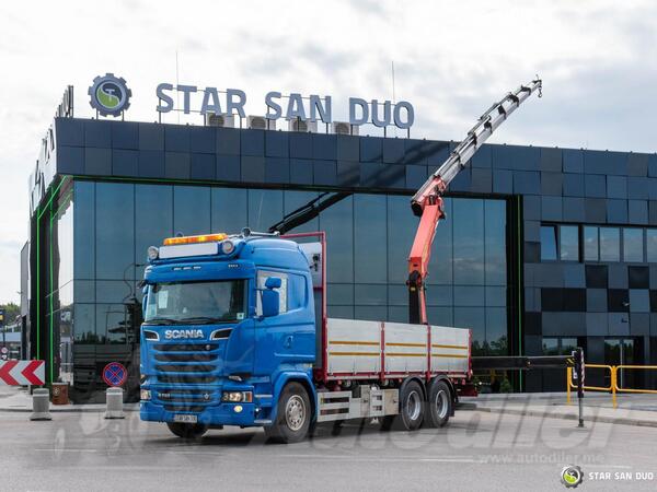 Scania - R730 6X4 PALFINGER PK 33002 EH kran kamion s ravnom platformom / STR-0670