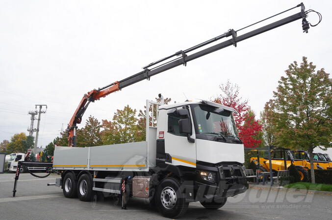 Renault - C380 Comfort 6x4 kamion s ravnom platformom / dizalica Atlas 172.3E / domet 12,3 m / no...