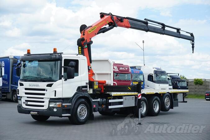 Scania - P 420 / 8 X 4 / TRIDEM / kran / kamion s ravnom platformom / DOM-2323