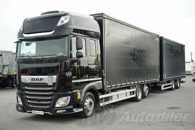 DAF - XF 480 / TANDEM SKLOP 120 M3 / PROLAZNI / I-PARK COOL / 7,7 kamion sa ceradom + prikolica s...