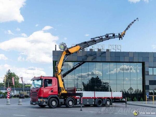 Scania - G410 8x2 / FASSI F800BXP.26 / kran / FlyJib / vitlo / kamion sa ravnom platformom / STR-...