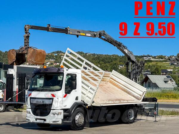DAF - LF 310 / kiper 4,60 m + kran / Bordmatic / kamion sa platformom / LUS-1388